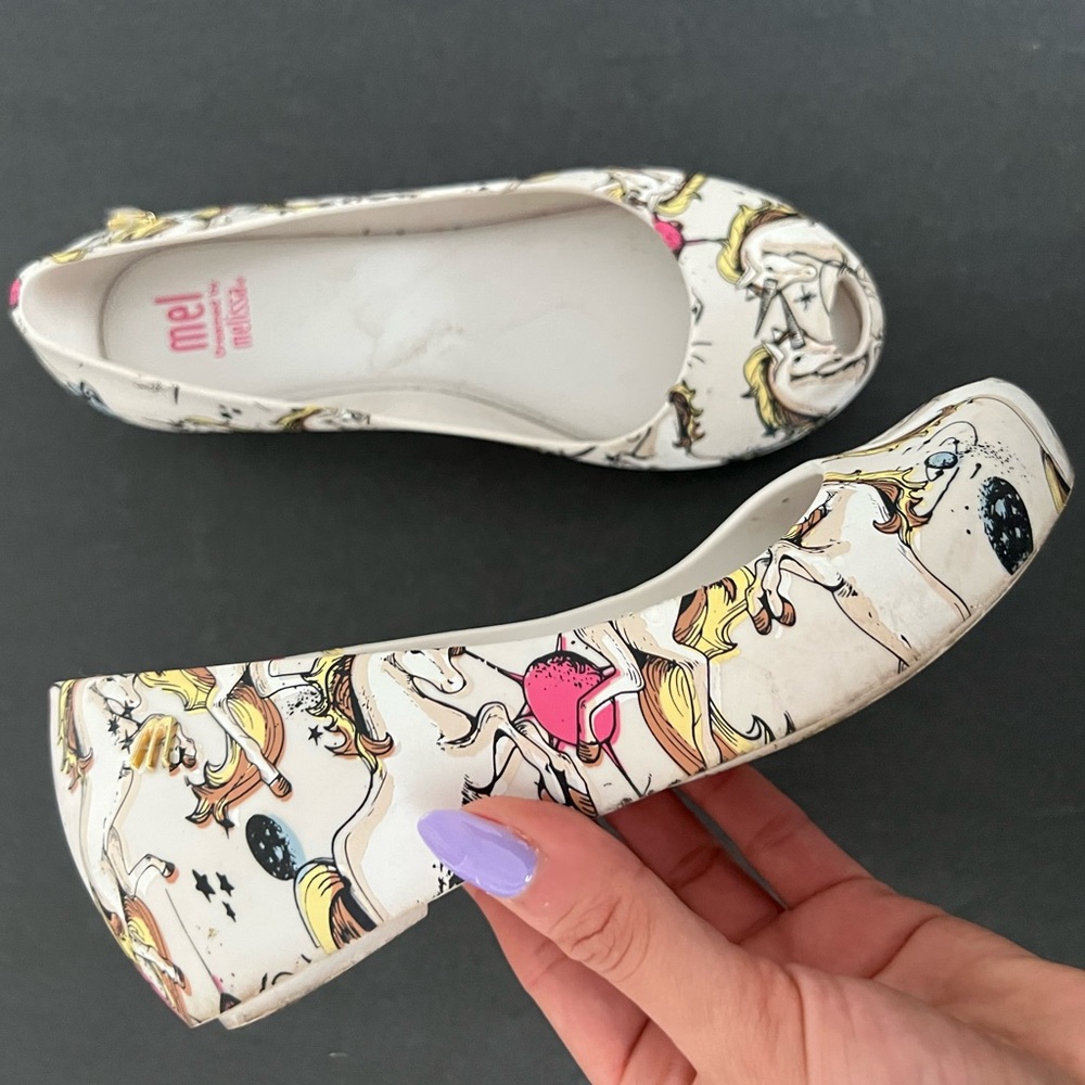 Mel By Melissa Unicorn Peep Toe Flats